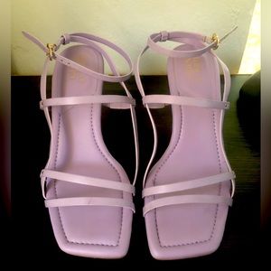 Franco Sarto Lilac Strap Heels, Size 9. Padded footbed for added comfort